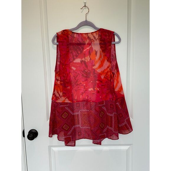 NWT Soft Surroundings Betania Vest Open Front Red Pink Size Petite Small - Picture 3 of 7